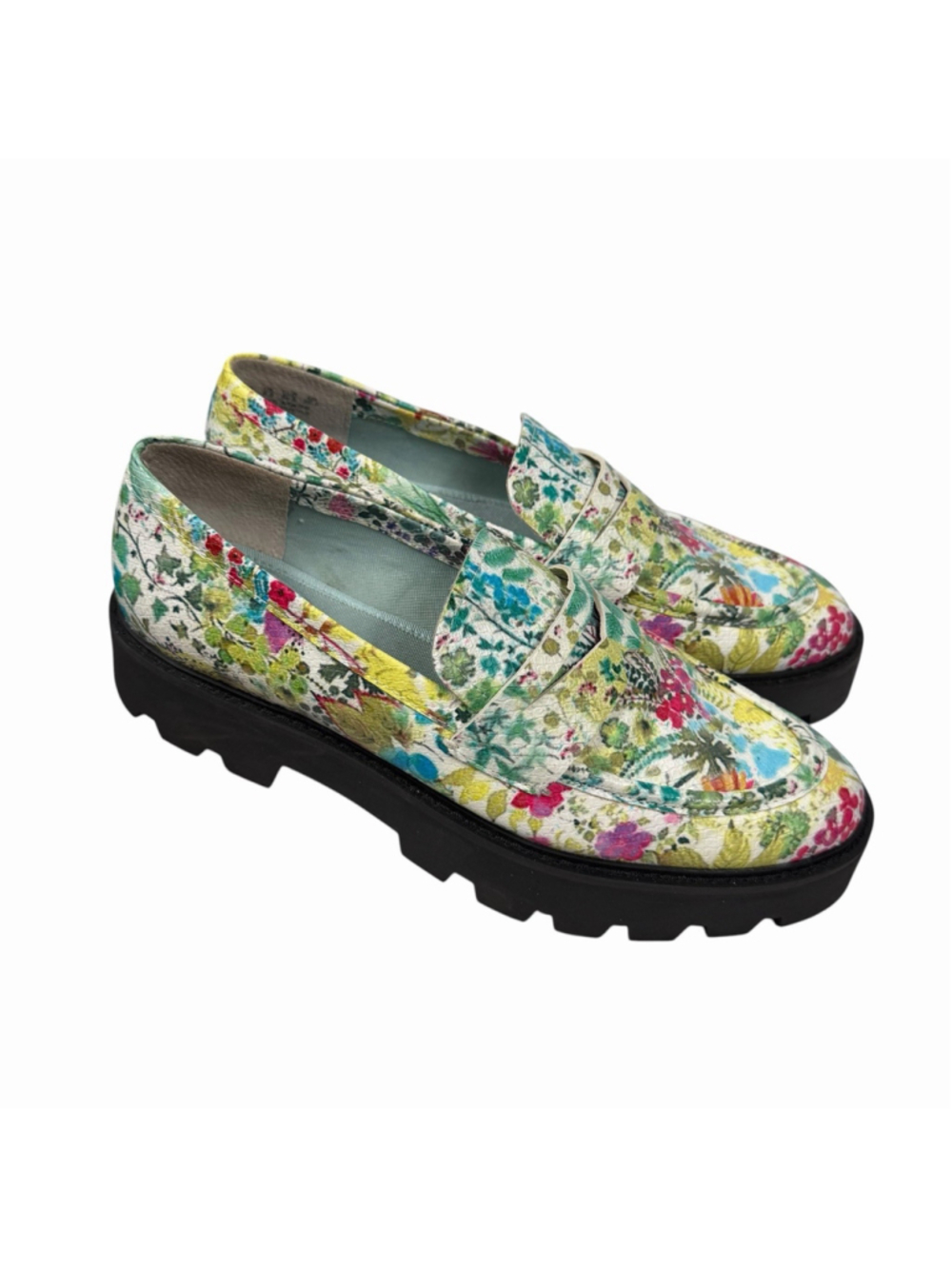 Franco Sarto Balin Floral Preppy Lug Sole Chunky Penny Loafers Size 9.5